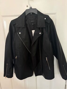Lane Bryant Black Faux Leather Moto-Style Jacket